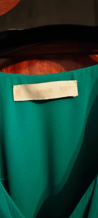 Vestido Mango Midi Plisado - Verde Turquesa