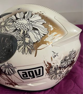 Casco Moto AGV Blanco Floral