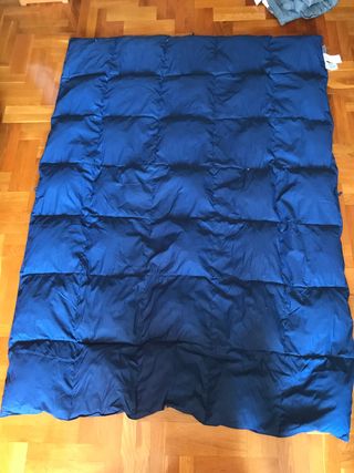 3 edredones: 1 azul 143x200, 2 grises 162x238