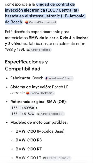Centralita Inyección BMW K100 Bosch