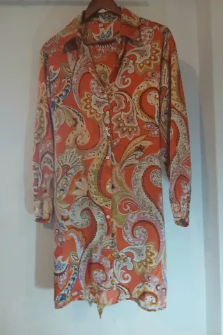 Vestido Camisola Estampado Mujer Naranja