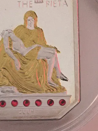 Moneda Vaticano Arte La Piedad Oro Plata Gemas 200