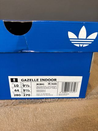 Adidas Gazelle Indoor Talla 44 Negro/Amarillo