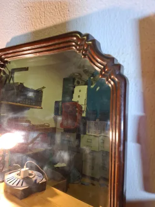 Espejo antiguo biselado madera