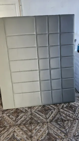 Cabecero polipiel beige y gris
