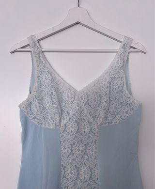 Mini vestido vintage azul encaje T.M