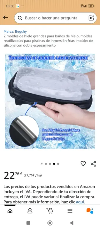 Molde de hielo de silicona grande