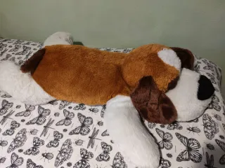 Peluche perro grande marrón y blanco