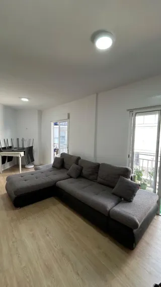Sofá Chaise Longue 3 Plazas Gris y Negro