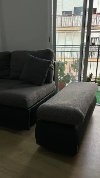 Sofá Chaise Longue 3 Plazas Gris y Negro