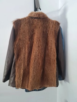 Chaqueta de piel auténtica marrón