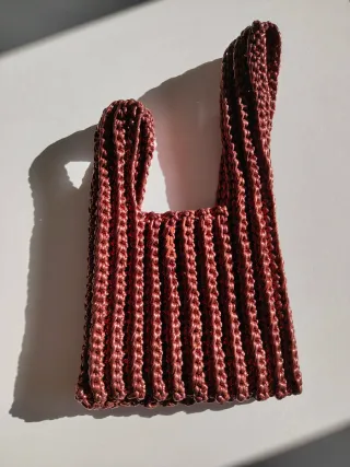Bolso japonés marrón metalizado artesanal.