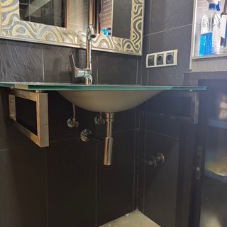 Conjunto de baño cristal espejo y lavabo