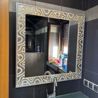 Conjunto de baño cristal espejo y lavabo