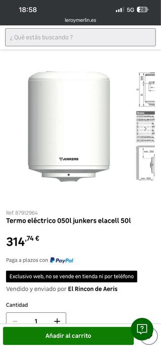 Termo eléctrico Junkers 50L