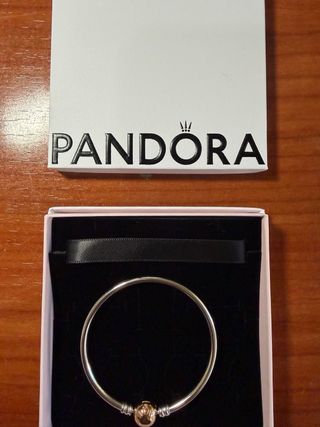 Pulsera Pandora Rígida Plata y Oro Rosa