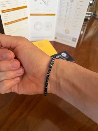 Pulsera Moissanite Negro 0.28ct 4mm