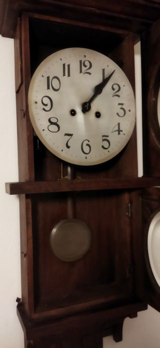 Reloj de Pared Antiguo Madera y Metal