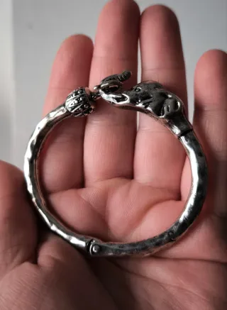 Pulsera Metal Plateado Elefante