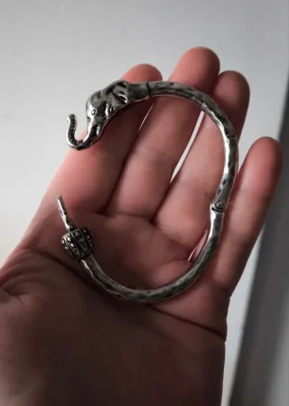 Pulsera Metal Plateado Elefante