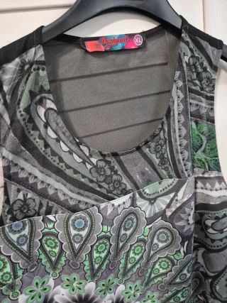 Abito Desigual fantasia floreale verde XL