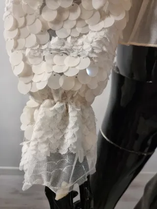 Zara Blusa Crema Paillettes Tg M