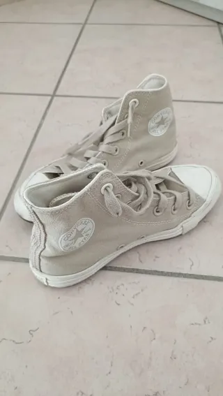 Converse beige tela punta bianca