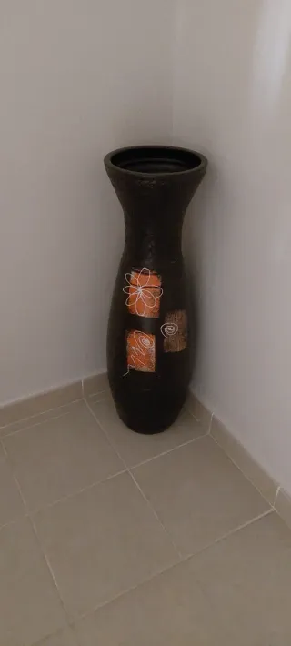 Jarrón Decorativo Cerámica Marrón y Naranja