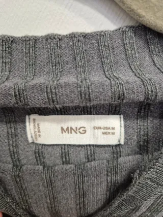 Jersey Mango Talla M Rayas Grises y Blancas