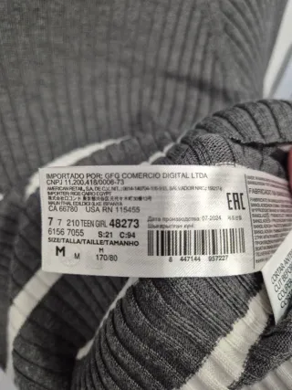 Jersey Mango Talla M Rayas Grises y Blancas