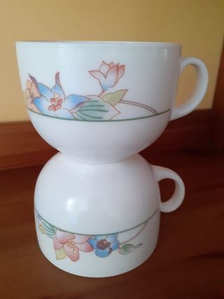 2 TAZONES Arcopal Florales Porcelana Nuevos