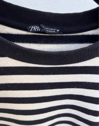 Sudadera Zara Rayas Blanco y Negro