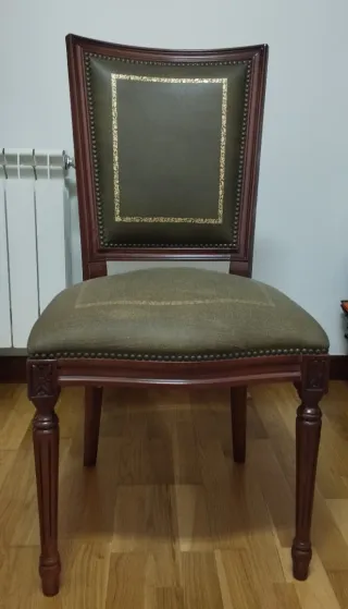 Juego de 2 Sillas de Despacho Piel y Madera