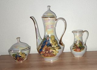 Juego café porcelana antiguo motivos orientales