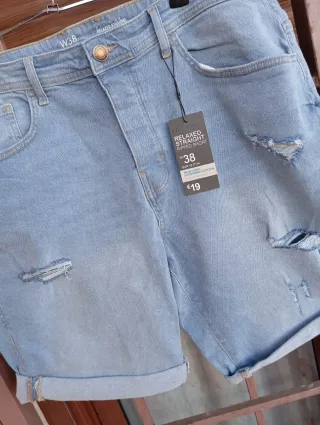 Vaqueros cortos hombre W38 desgastados