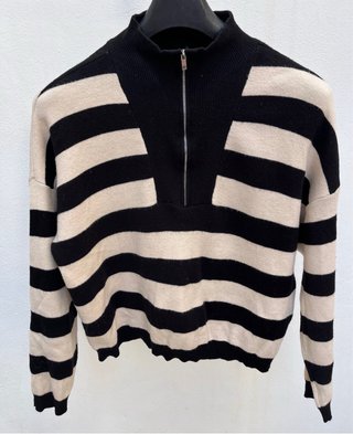 Jersey de rayas beige y negro