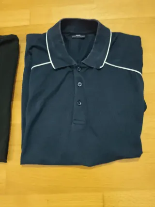 2 Polos Mango Hombre Talla XL Azul y Negro