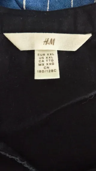 Blusa H&M Negra Bordada Tassels Talla XXL