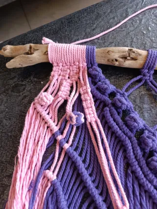 Tapiz Macramé Pared Madera