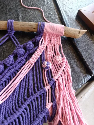 Tapiz Macramé Pared Madera
