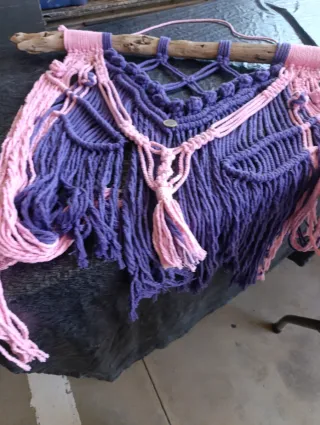 Tapiz Macramé Pared Madera