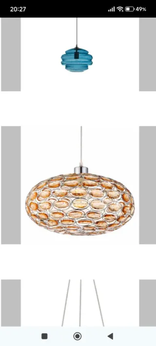 Lámpara colgante dorada de cristal