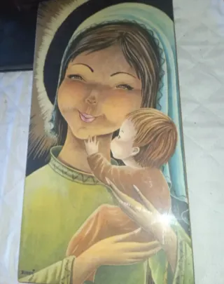 Tablilla cuadro religioso de Igna Buneri años 60.