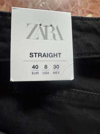 Vaqueros Zara Straight Negros Talla L