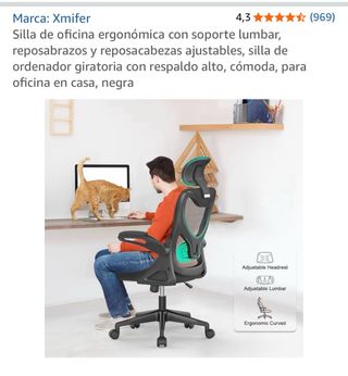 Silla de oficina ergonómica con soporte lumbar