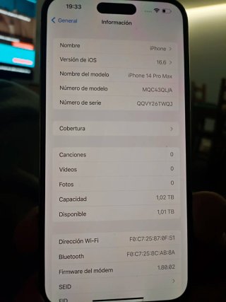 iPhone 14 Pro Max Plata 1TB Batería 100%