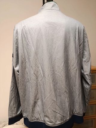 Chaqueta ligera Charles Colby gris plata con cremallera, Talla 5XL
