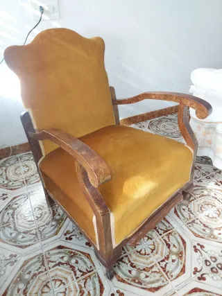 Pareja de sillones vintage madera y tapizado