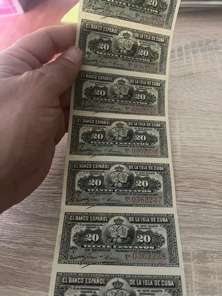 8 Billetes 20 Pesos Cuba Sin Cortar