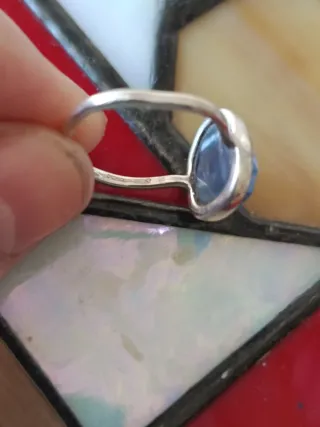 Anillo cóctel piedra azul y plata